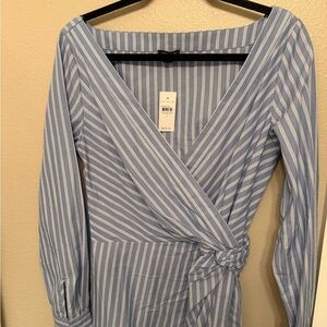 Ann Taylor Blue and White Striped Dress